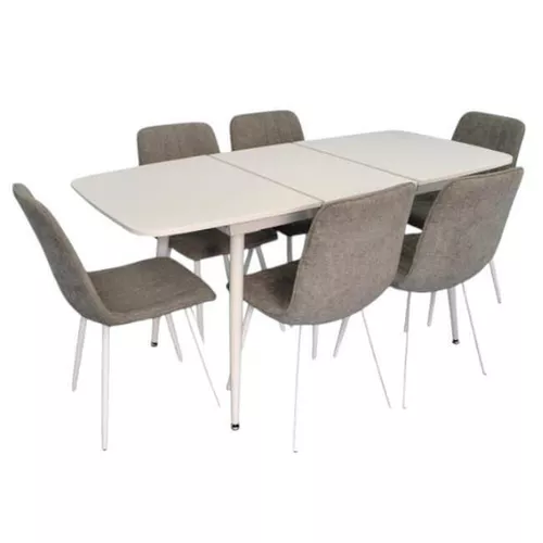 купить Комплект стол и стулья Evelin di Costacurta стол DT-532R Wh + 6 стульев YTC-078Wh UF885-14 (Grey) в Кишинёве 
