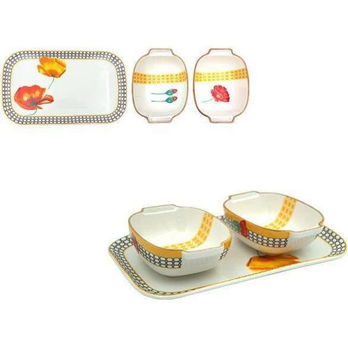 купить Посуда прочая Tognana 31891 Набор для апперитива 3ед 33x19cm Bistro, фарфор, маки в Кишинёве 