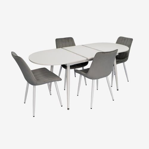 купить Комплект стол и стулья Evelin di Costacurta стол DT-533R Wh + 4 стула YTC-055Wh Blu-13 (Light grey) в Кишинёве 