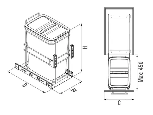 cumpără Coș de gunoi Starax S-2591-A 525 x 475 x 263 мм 35л 300мм în Chișinău 