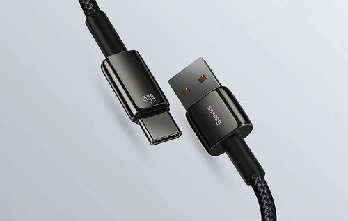 купить Кабель для моб. устройства Baseus CATWJ-B01 USB - Type-C, Braided, 66W, 1m, Tungsten Gold Black в Кишинёве 