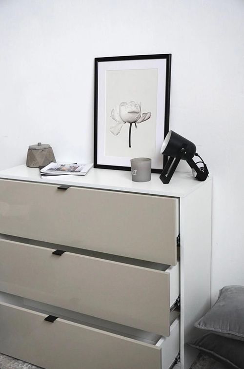 купить Комод Fabrik Home Hardy 3 ящика (1100x910x390) Белый ясень/Светло-серый мат в Кишинёве 