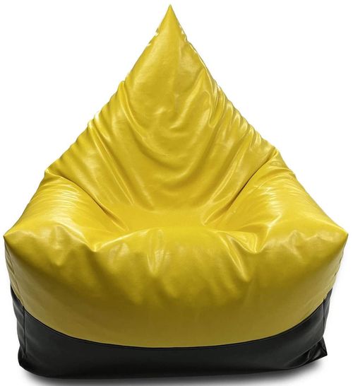 купить Кресло-мешок BeanBag BM5801, Пирамида, XL, глянцевая экокожа MAX, жёлтый с черным в Кишинёве 