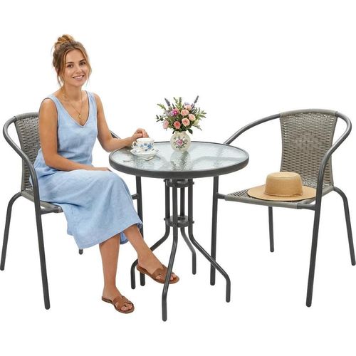 cumpără Mobilier pentru grădină Chomik Комплект садовой мебели Bistro серый-стол/NEO5252/+2 стула /NEO6983/ Серый în Chișinău 