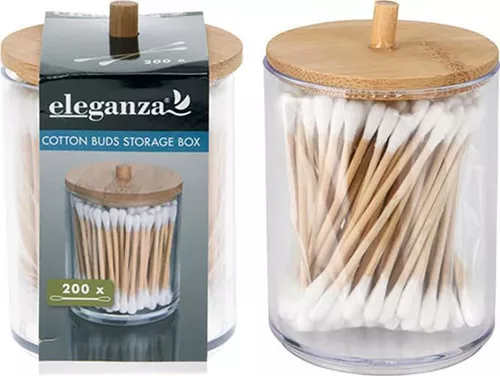 купить Аксессуар для ванной Eleganza 51308 Organizator cu betisoare igienice 200 buc D7cm, capac bambus в Кишинёве 