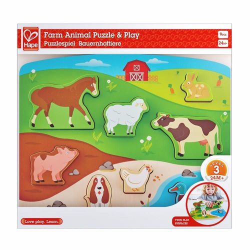 купить Головоломка Hape E1454A FARM ANIMAL PUZZLE&PLAY в Кишинёве 