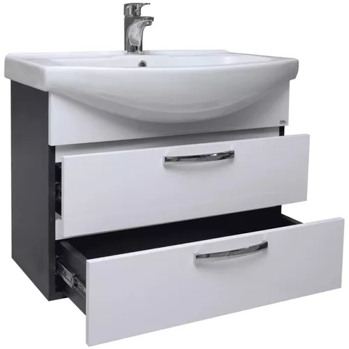 купить Шкаф под умывальник Mashtab 11642 Agat cu 2 sertare 60cm Alb-Antracit в Кишинёве 