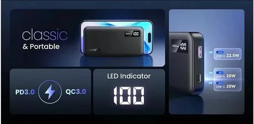 cumpără Acumulator extern USB (Powerbank) Ugreen 25742 10000mAh, 22,5W, Black în Chișinău 