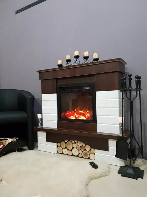 cumpără Șemineu electric ArtFlame Leon & Dionis, 958x1096x280 mm, Nuc închis/Alb în Chișinău 