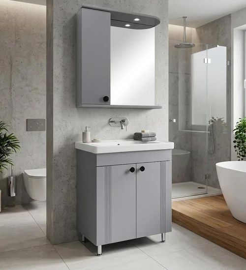 cumpără Dulap pentru lavoar Mashtab 12181 Palma (Sava) cu 2 uși 650x470x850 Gri mat în Chișinău 