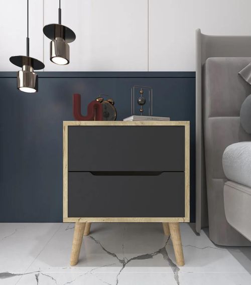 купить Тумбочка Trendy Flora-Sapphire Oak, Anthracite, 50x60x44cm в Кишинёве 