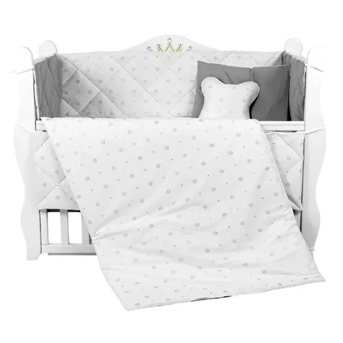 купить Детское постельное белье PernaMea Set lenjerie 8 piese Coronita Gri (PM.102145/2) в Кишинёве 