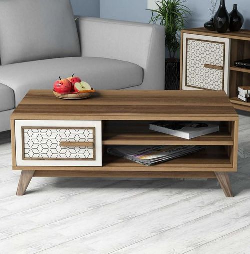 купить Журнальный столик Trendy Айла, орех, кремовый 105x38x60 см в Кишинёве 