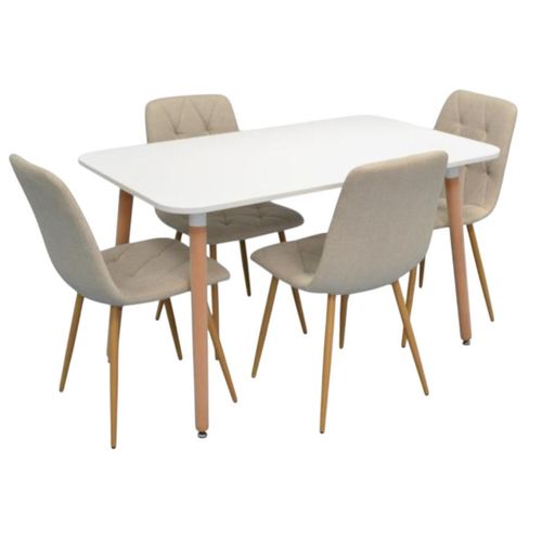 купить Комплект стол и стулья Evelin di Costacurta стол DT-405-1WO + 4 стула YTC-080Wo Light beige в Кишинёве 