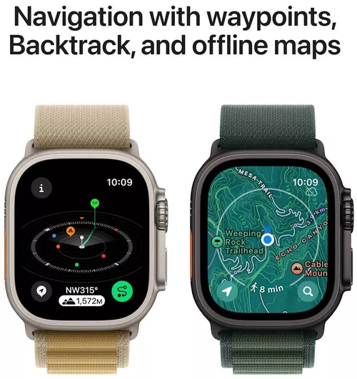 cumpără Ceas inteligent Apple Watch Ultra 2 2024 GPS + Cellular 49mm Black Titanium Case with Dark Green Alpine Loop - Medium MX4R3 în Chișinău 