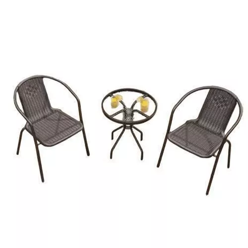 купить Садовая мебель Promstore 18960 Set mobilier 3 piese: masa D60, H72cm si 2 scaune 60X58XH72cm, sticla, plastic в Кишинёве 