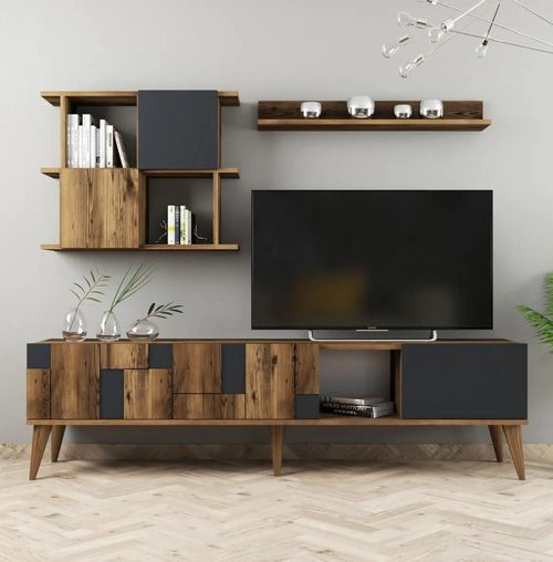 cumpără Set mobilă living Trendy Madrid, Antracit 180x48x33cm în Chișinău 