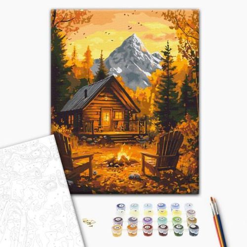 cumpără Tablou pe numere BrushMe BS54169FC 40х50cm (fără cutie) Căldura focului de toamnă în Chișinău 