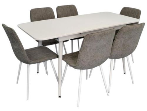 купить Комплект стол и стулья Evelin di Costacurta стол DT-531R Wh + 6 стульев YTC-078Wh UF885-14 (Grey) в Кишинёве 