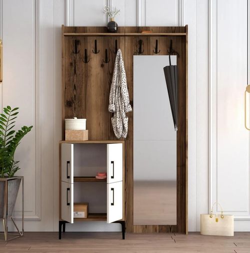купить Мебель для прихожей Trendy Berlin BC, Nuc, Alb 120x200x35cm (GTR001353) в Кишинёве 
