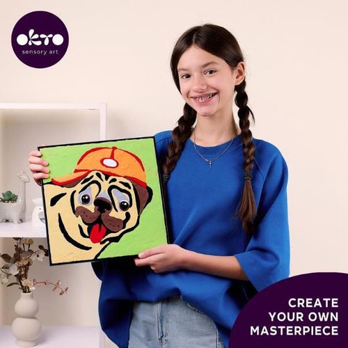 купить Набор для творчества Okto 20029 Pictură pe numere 3D cu plastilină ușoară 29x29сm, Mops в Кишинёве 