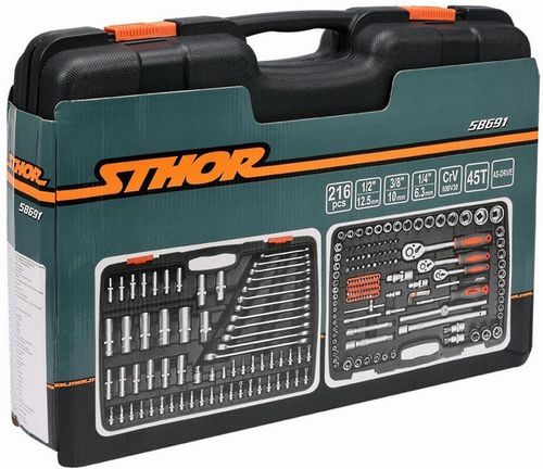 купить Набор головок, бит, насадок Sthor 58691 Trusa chei cu antrenor 1/2",216elem. в Кишинёве 