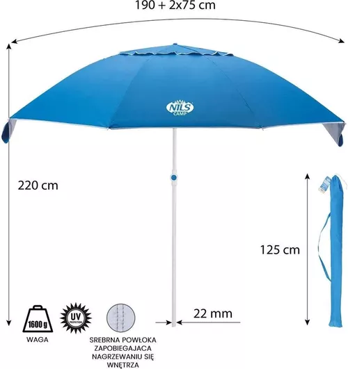 cumpără Umbrelă de gradină Nils NC7822 Abisal Beach Umbrella XL 220cm în Chișinău 