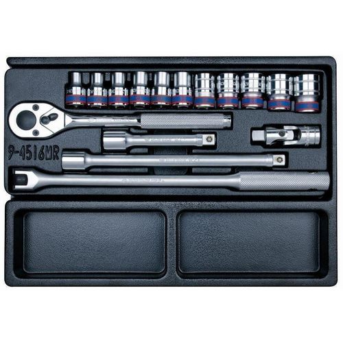 купить Набор ручных инструментов King Tony 9-4516MR набор 1/2" головок 6 гран. 8-24мм принадл. 16 пр. в Кишинёве 