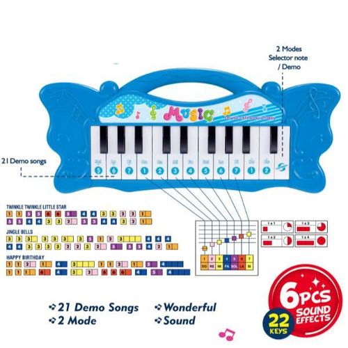 cumpără Jucărie muzicală Essa 6622-1 Pian cu 22 clape, 3 culori în Chișinău 