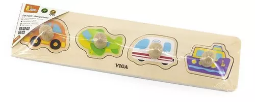 купить Головоломка Viga 44534 Puzzle din lemn cu buton Autoturisme в Кишинёве 