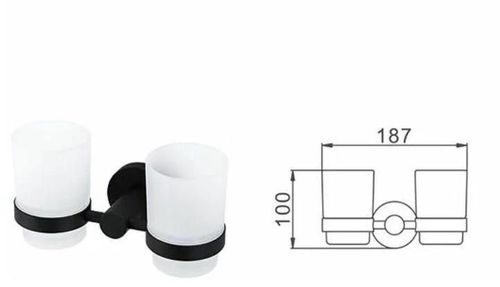 купить Стакан для зубных щёток Frap F30208 INOX NEGRU suport pahare dublu в Кишинёве 