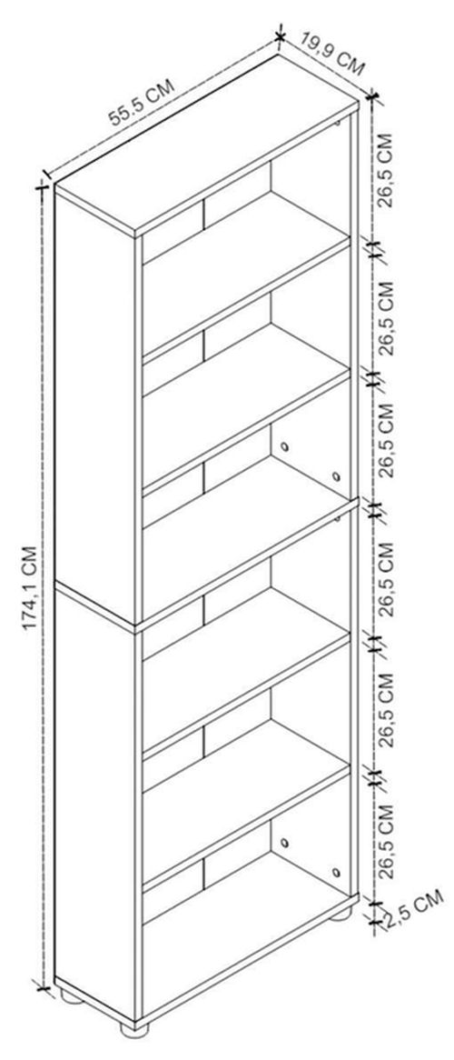 купить Офисный стеллаж Nex Home Chipboard, 55,5x20x174 см, Белый (15-16-01) в Кишинёве 