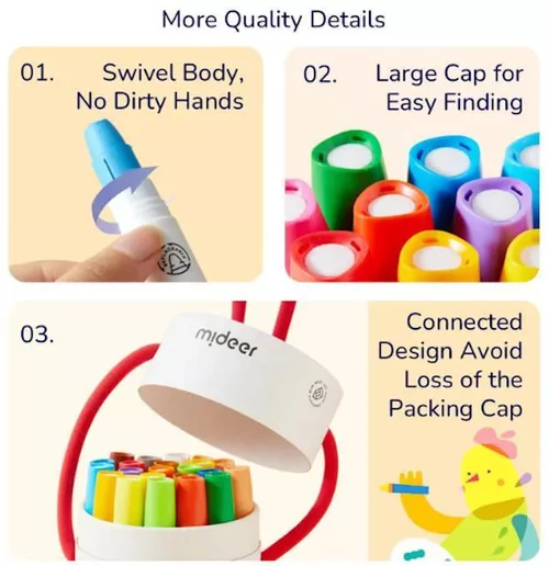 купить Набор для творчества Mideer MD4256 Set de creioane de ceară, 36 culori в Кишинёве 