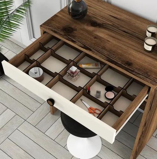 cumpără Măsuţa de toaletă Trendy Oglinda Lizbon Nuc, Crem (masa de machiaj) (GTR001455) în Chișinău 