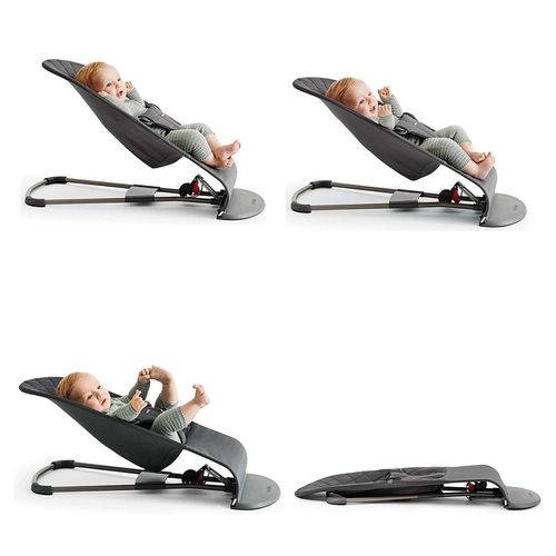 Balansoar BabyBjorn Balance Soft Black/ Grey cu bara de jucarii 