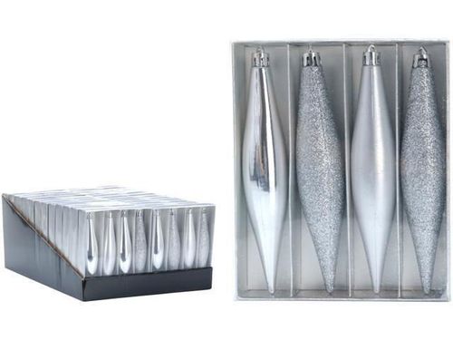 купить Новогодний декор Promstore 34463 Набор украшений елочных Сосульки 4x15сm, серебряные в Кишинёве 