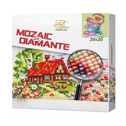 купить Картина по номерам Art Gallery BJ1130 Mozaic cu diamante 20x20cm Arici in ceasca в Кишинёве 