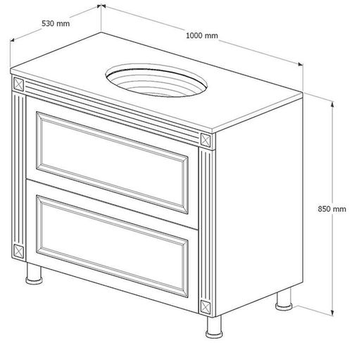 купить Шкаф под умывальник miscellaneous NAPOLEON 100 (GR 100) Alb-Argint New в Кишинёве 