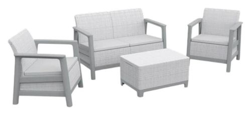 купить Садовая мебель Keter 57960 Set mobilier 4 unitati: masa, 2 fotoli, canapea, gri/gri inchis в Кишинёве 