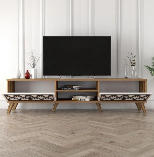 cumpără Comodă TV Trendy Clasa, Nuc, Alb 180x44x35cm în Chișinău 
