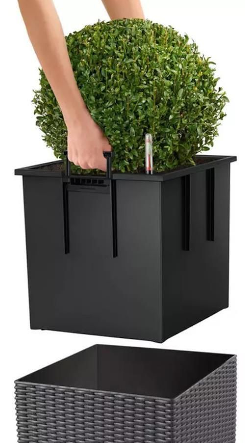 купить Цветочный горшок Lechuza Cube Cottage 30, Graphite Black в Кишинёве 