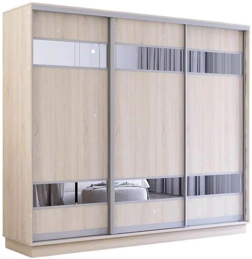 купить Шкаф Mobildor-Lux Fox uși glisante din PAL cu elemente din oglindă (270x60x200H cm) Sonoma в Кишинёве 