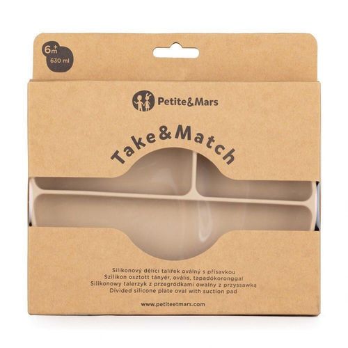 купить Посуда для кормления Petite&Mars 717818 Farfurie compartimentata ovala din silicon Petite&Mars Take&Match Desert Sand в Кишинёве 