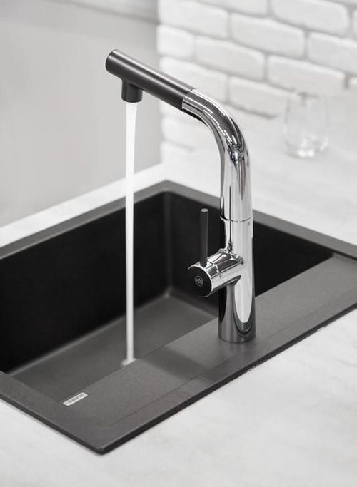 купить Смеситель кухонный kfa armatura Mungo высокий черный-хром в Кишинёве 