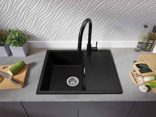 cumpără Chiuvetă bucătărie Primagran Ibiza 620-45 Black metallic + accesorii 500x620 MI6KM în Chișinău 