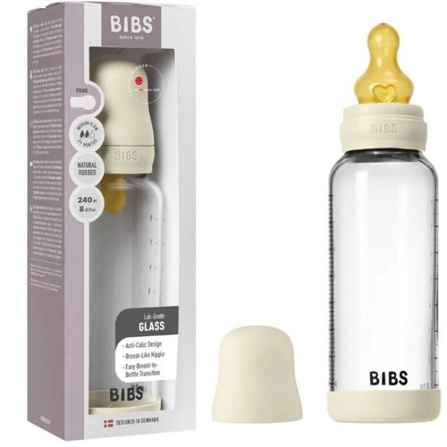 купить Поильник BIBS 5020216 Biberon din sticla anticolici Ivory cu tetina din latex 3+ luni, 240ml в Кишинёве 