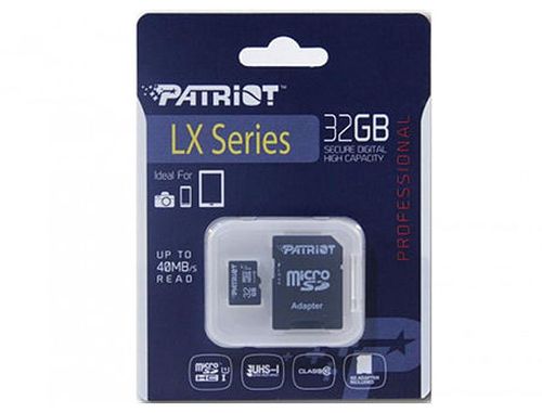 купить 32GB Patriot LX Series Professional MicroSDXC UHS-I Class 10 + Adapter MicroSD-SD, Read 85MB/s, PSF32GMCSDHC10 (card de memorie/карта памяти) в Кишинёве 