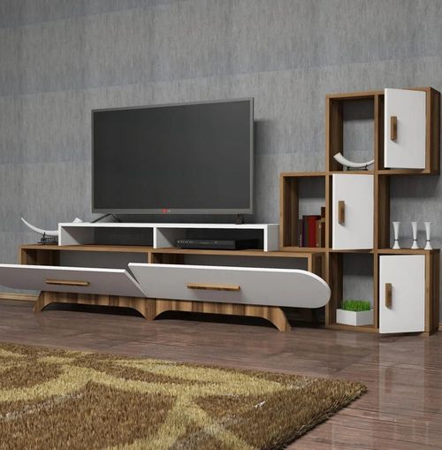 cumpără Comodă TV Trendy Flora S, Nuc, Alb 205x50x36cm în Chișinău 
