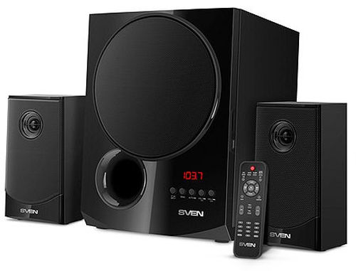 купить Active Speakers SVEN MS-2080 Black, mini music system: Bluetooth, LED display, remote, FM Tuner, USB port, SD slot ( 2.1 surround, RMS 70W, 40W subwoofer, 2x15W Satellites ) в Кишинёве 