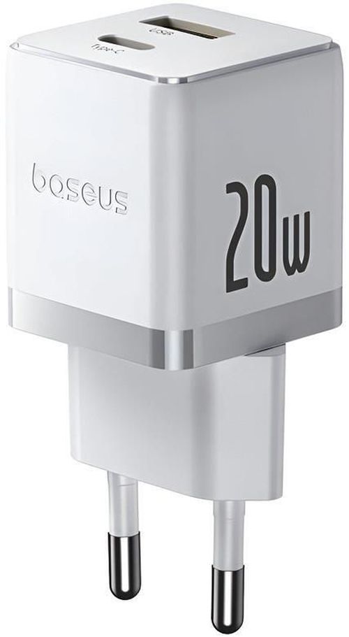 cumpără Încărcător cu fir Baseus P10111608213-00 GaN 1*Type-C+1*USB-A 20W, Palm Series, Moon White în Chișinău 